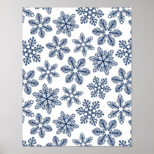 Blue snöflingor poster
