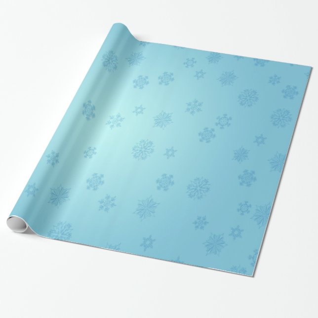 Blue Snöflingor Presentpapper (Utrullad)