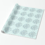 Blue Snöflingor Presentpapper<br><div class="desc">Blå Snöflingor-julvintern snö inslagning papper</div>