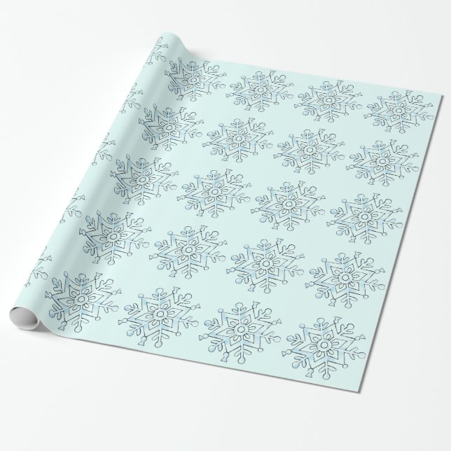 Blue Snöflingor Presentpapper (Utrullad)