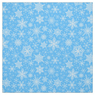 Blue Snöflingor Tyg
