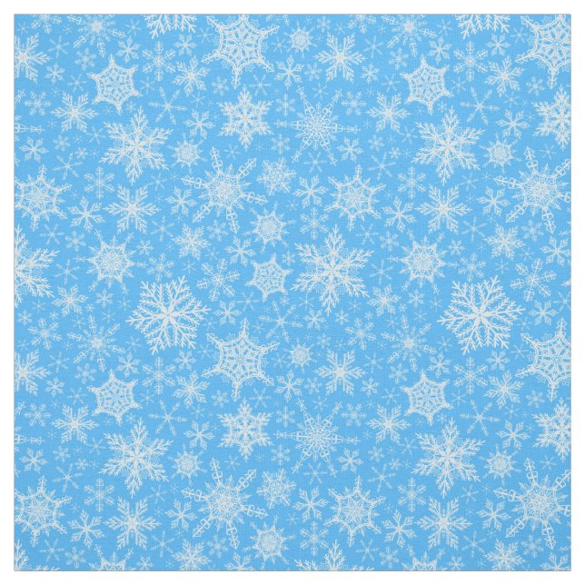 Blue Snöflingor Tyg (Provkarta)