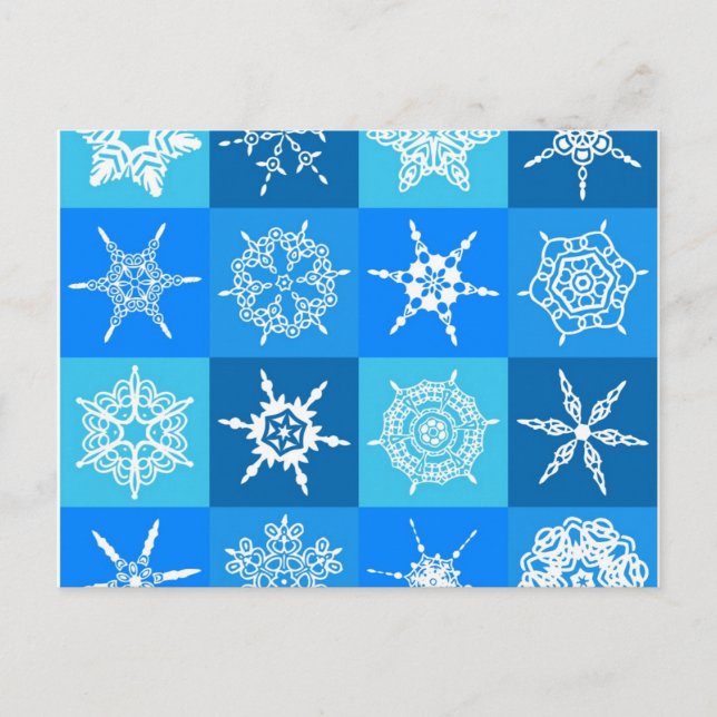 Blue Snöflingor Vykort (Framsida)