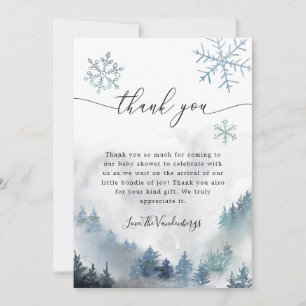 Blue Snöflingor Winter Baby Shower Tack Kort