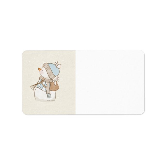 Blue Snögubbe Adressetiketter (Framsidan)