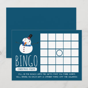 Blue Snögubbe, jul Party Bingo Inbjudningar