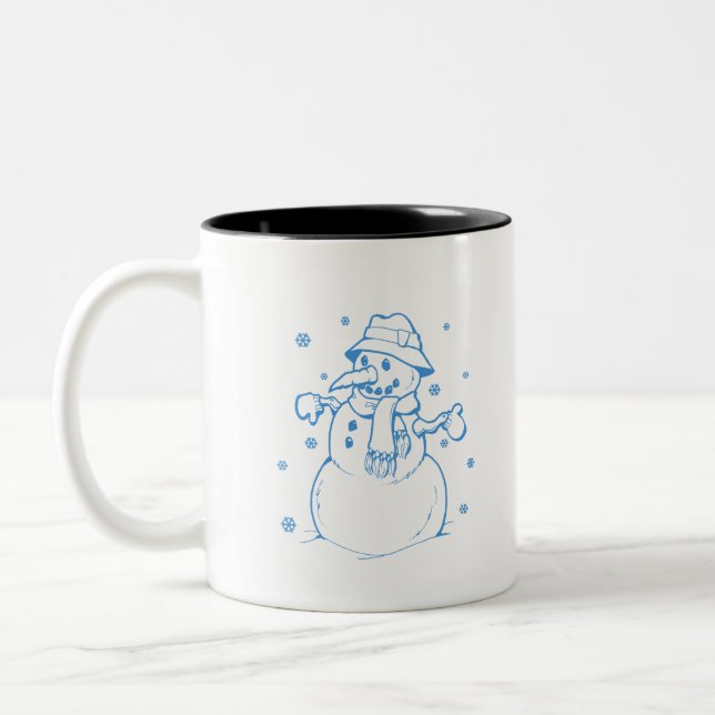 Blue snögubbe Två-Tonad mugg (Vänster)