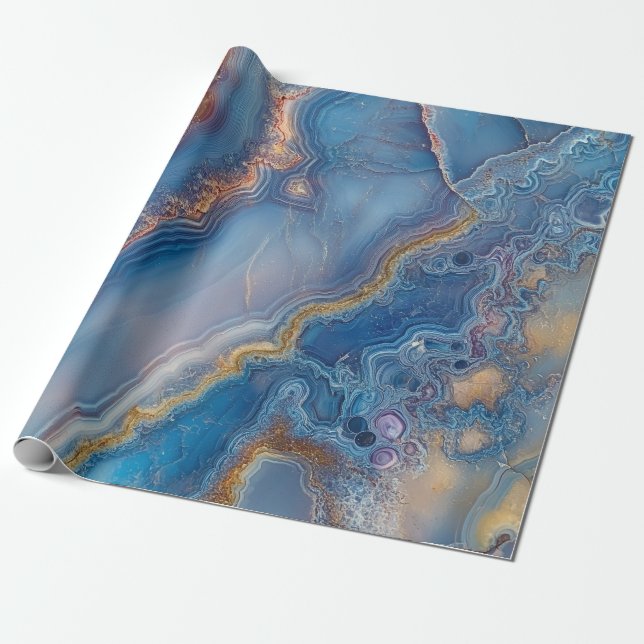 Blue Snöre Agate Presentpapper (Utrullad)