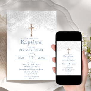 Blue Snöre Baptism-inbjudan Inbjudningar