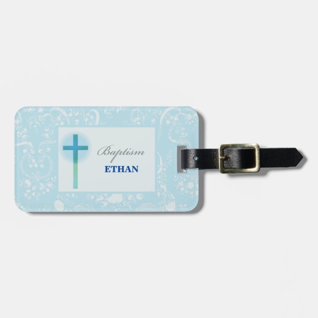 Blue Snöre Boy Baptism Bagagebricka (Horisontell Framsida)