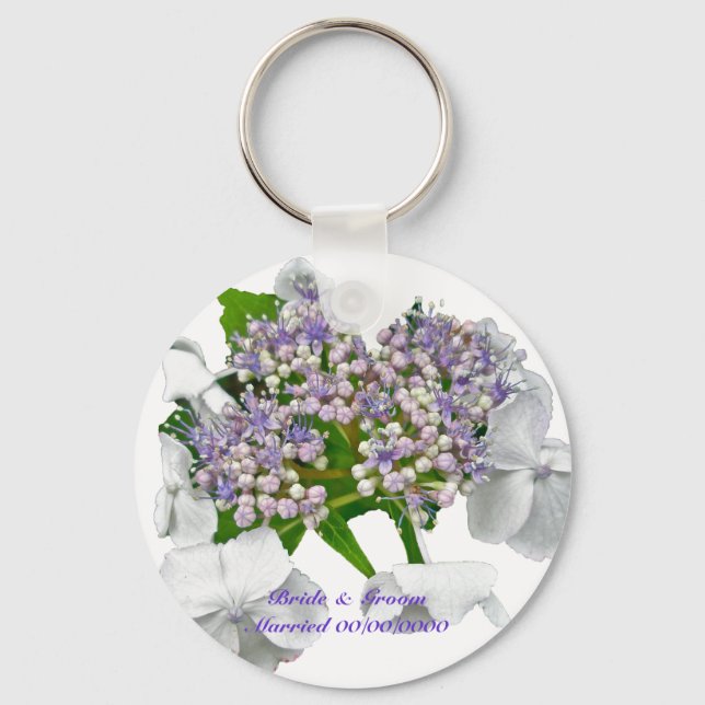 Blue Snöre Hydrangea Bröllop Keychain Nyckelring (Framsida)