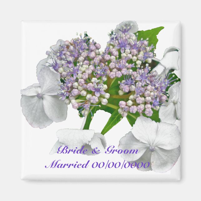Blue Snöre Hydrangea Bröllop Magnet (Framsidan)