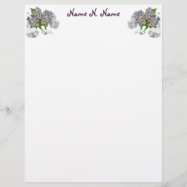 Blue Snöre Hydrangea Letterhead Stationery (Framsida)