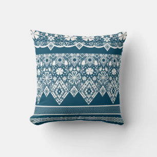 Blue snöre mönster . kudde