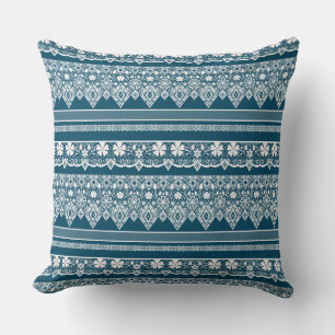Blue snöre mönster . kudde