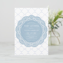 Blue Snöre Vintage Baby Shower Inbjudningar