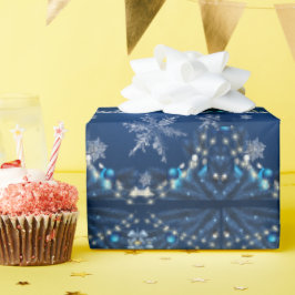 Blue Snowfall Christmas Wrap Presentpapper