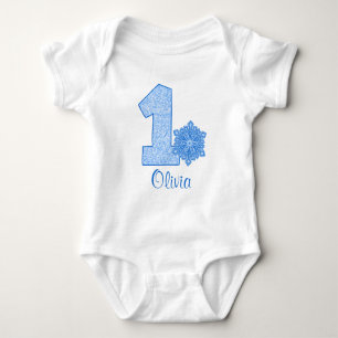 Blue Snowflake 1st Birthday Personlig T Shirt