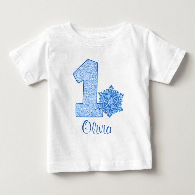 Blue Snowflake 1st Birthday Personlig Tröja (Framsida)