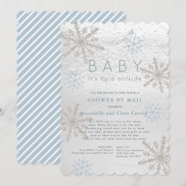 Blue Snowflake Baby Kall Shower by Mail Inbjudningar