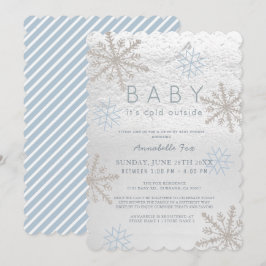 Blue Snowflake Baby sitt Kall Drive by Baby Shower Inbjudningar
