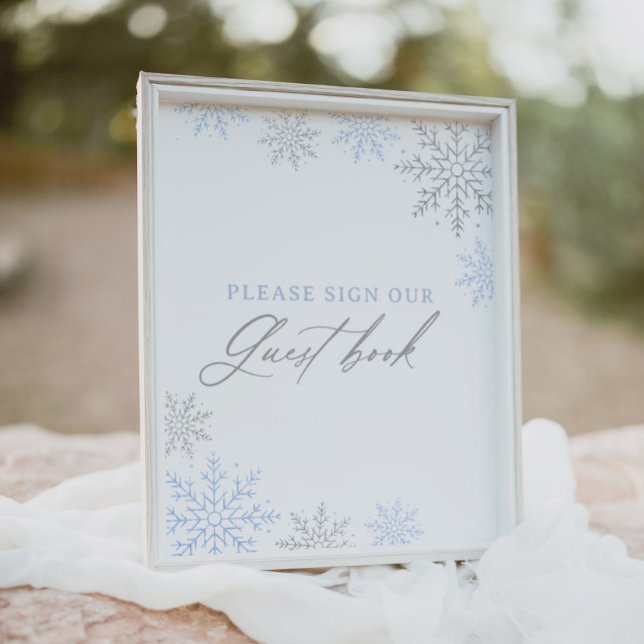 Blue Snowflake Boy Shower Guest bok-tecken Poster (Skapare uppladdad)