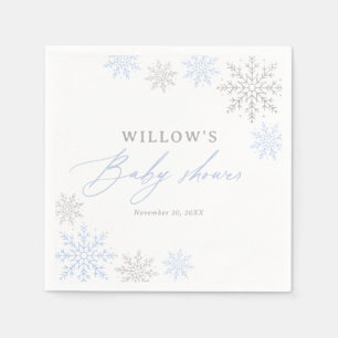 Blue Snowflake Boy Shower Pappersservett