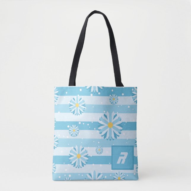 Blue Snowflake Daisys Shopping Tote Tygkasse (Framsida)