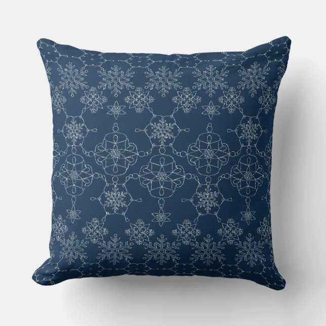  BLUE SNOWFLAKE DESIGN KUDDE (Framsida)