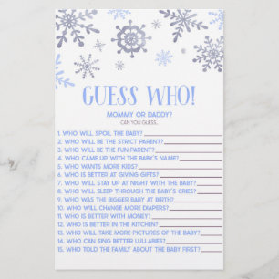 Blue Snowflake Gissa vem! Barnstödsspel Brevpapper