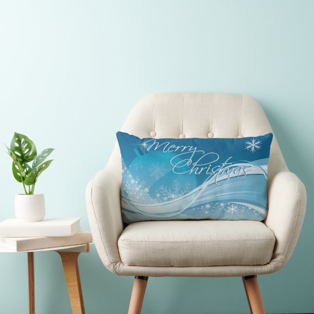 Blue Snowflake God jul Dekorativ kudde (Stol)