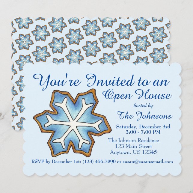 Blue Snowflake-Julfesten Hanukkah Inbjudningar (Fram/baksida)