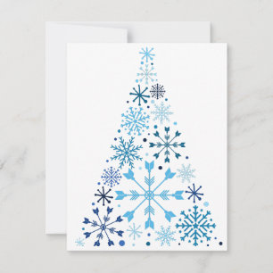 Blue Snowflake Julgran Julkort