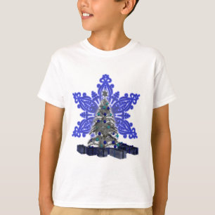 Blue Snowflake Julgran Shirt Tee