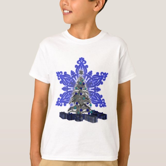 Blue Snowflake Julgran Shirt Tee (Framsida)