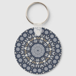 Blue Snowflake Kaleidoscope Nyckelring
