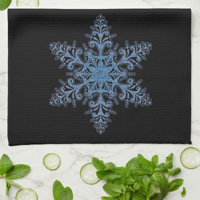 Blue Snowflake Kitchen Towel Kökshandduk (Vikta)