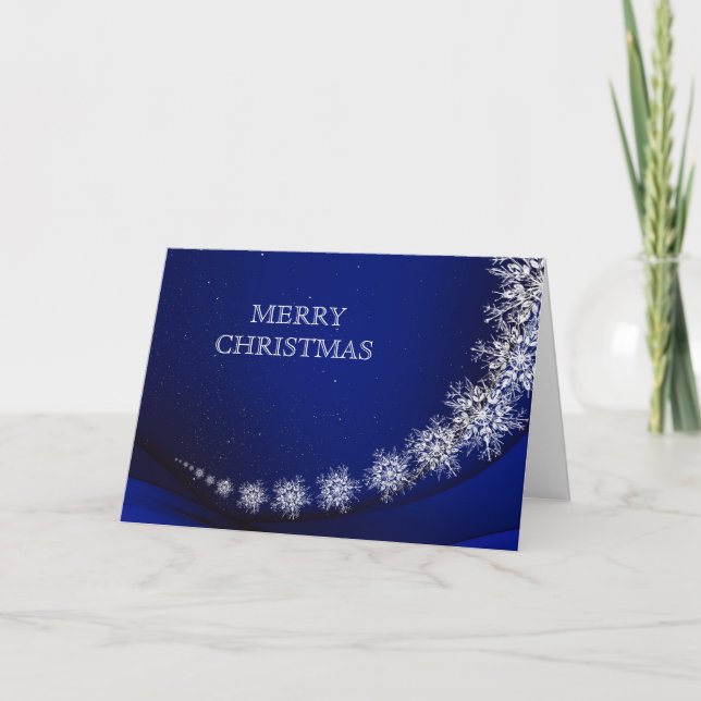 Blue Snowflake konetti Faux Foil God jul Helgkort (Framsida)