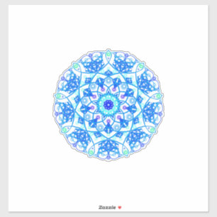 Blue Snowflake Mandala Boho Vinyl Sticker Klistermärken