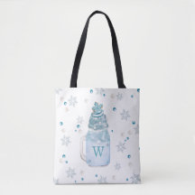 Blue Snowflake Mason Burk Milkshake Monogram