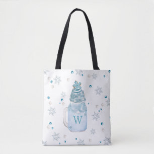 Blue Snowflake Mason Burk Milkshake Monogram Tygkasse