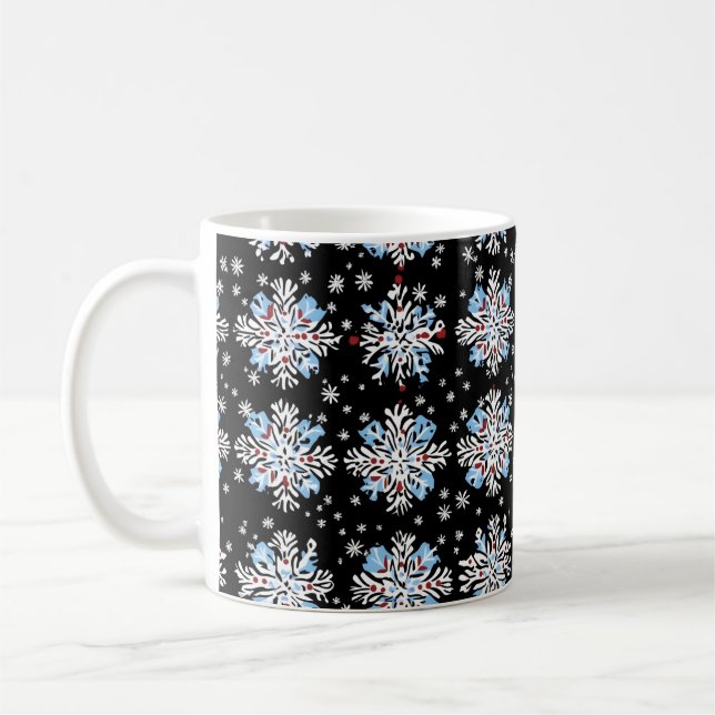 Blue Snowflake Mönster Kaffemugg (Vänster)
