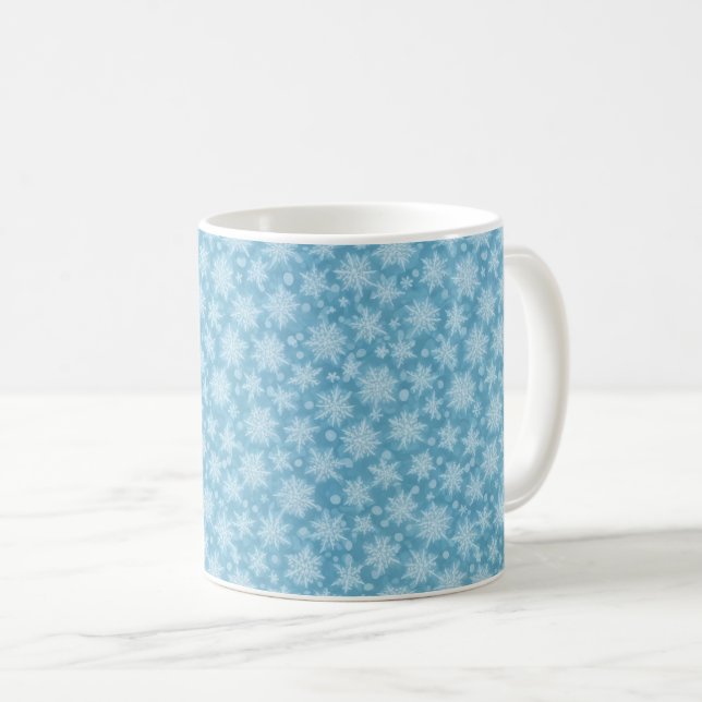 Blue Snowflake Mönster Kaffemugg (Framsida höger)