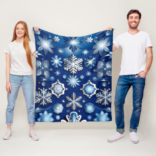Blue Snowflake Motif Fleecefilt