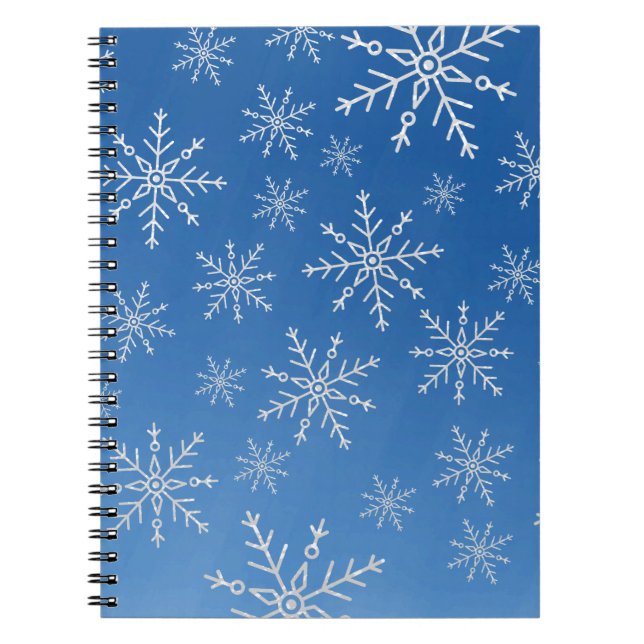 Blue Snowflake Notebook – Winter Aesthetic Journal Anteckningsbok (Framsidan)