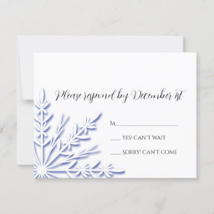 Blue Snowflake on White Winter Wedlings OSA Kort