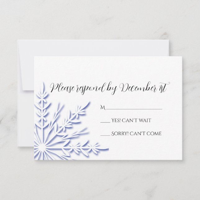Blue Snowflake on White Winter Wedlings OSA Kort (Framsida)