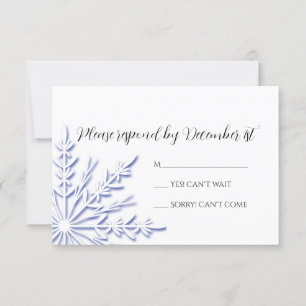 Blue Snowflake on White Winter Wedlings OSA Kort
