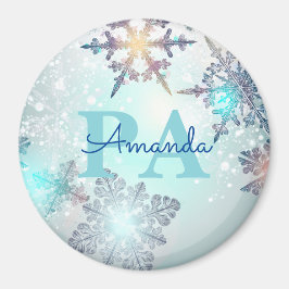 Blue Snowflake Personalized Name PA Magnet