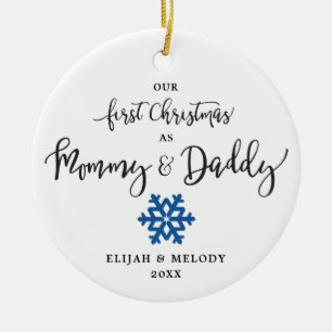 Blue Snowflake Personlig Mamma och Pappa jul Julgransprydnad Keramik